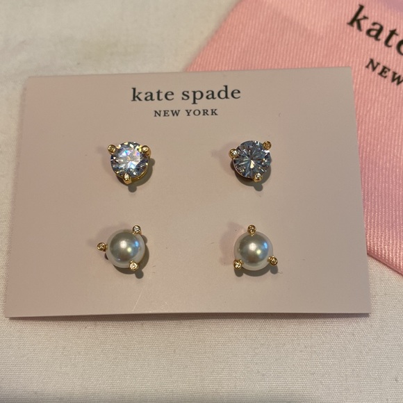 NWT Kate Spade “Rise and Shine” earrings with pink drawstring bag - Picture 3 of 13